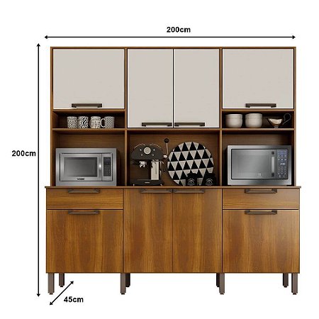 Cozinha Compacta Salleto Ímola com 8 Portas, 2 Gavetas e 5 Prateleiras