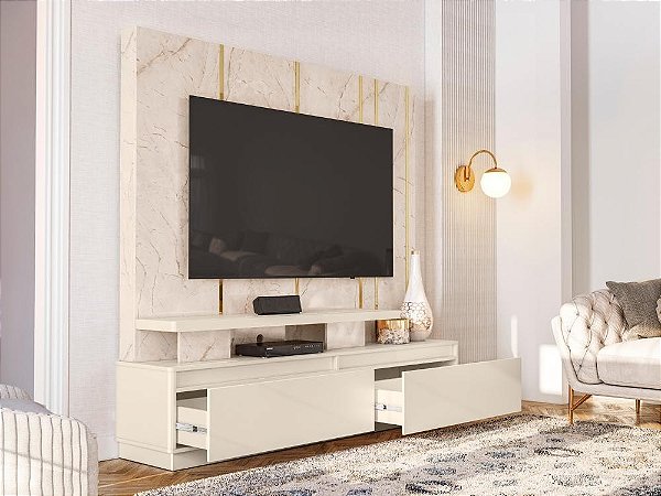 Home Theater Apolo  para TVs até 75 Polegadas, 2 Gavetas 1 Prateleira