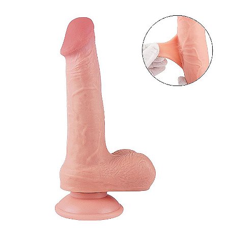 Dildo, ptótese, pênis Super Realístico Dupla Camada - Ventosa Removível - 24,5 x 4,5 cm - SI