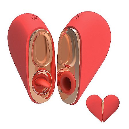 Lançamento Vibrador de clitóris com Pulsação e Estimulação com Língua - Coração - SI