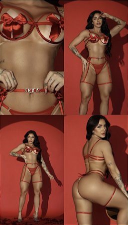 Conjunto laço com cinta liga personalizável tamanho M