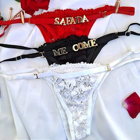 Calcinha de Renda personlizada com letras de metal (TAM UNICO)