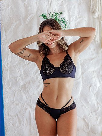 Conjunto Anita sem bojo com aro. TAM P e M
