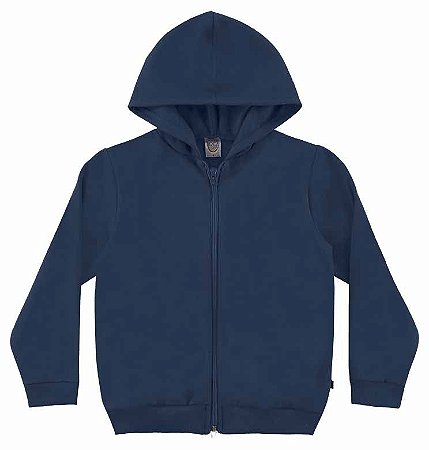 JAQUETA MOLETOM FLANELADO - AZUL MARINHO