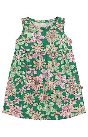 VESTIDO MEIA MALHA - FLORAL VERDE