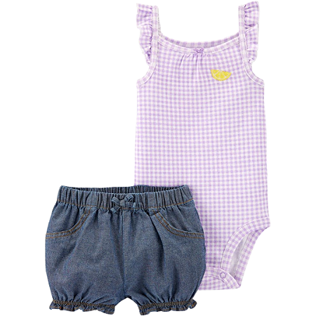 Kit com 2 Peças Regata Xadrez e Shorts