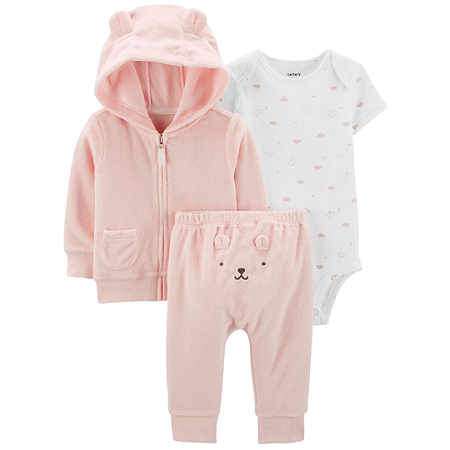 Trio com Body Manga Curta e Blusa com Capuz