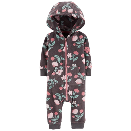 Jumpsuit Fleece com Gorro Florido