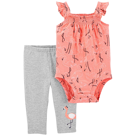 Kit com 2 Peças Body Regata Flamingo