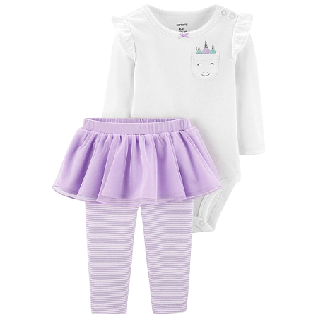 Kit com 2 Peças Body Manga Longa Unicórnio