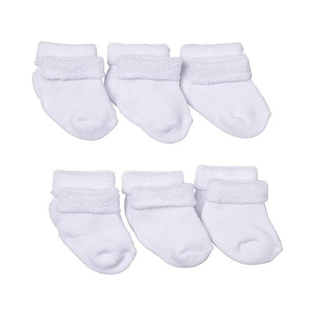 Kit 6 Pares de Meias Brancas 6-12m