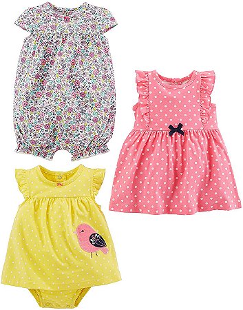 Trio Romper e Vestido Passarinho