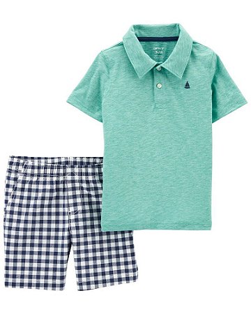 Conjunto 2 peças Polo e Shorts Xadrez