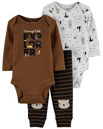 Trio Urso com Calça e 2 bodies manga longa