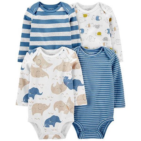 Kit Body 4 Peças Manga Longa Elefante