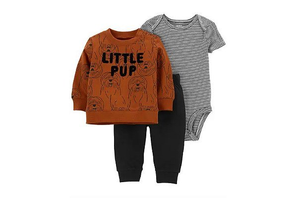 Trio Inverno com Body Manga Curta, Blusa e Calça em Moletom Little Pup