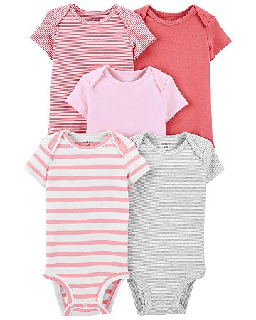 Kit Body 5 Peças Listrado Rosa