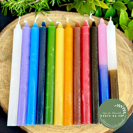 Kit Vela Palito Branca e Colorida c/ 8