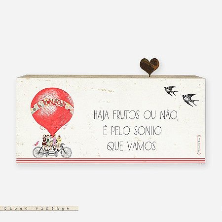 Bloco Vintage - Haja frutos ou não, é pelo sonho que vamos.