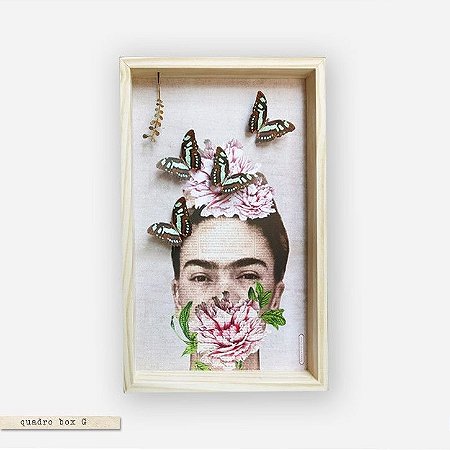 QUADRO BOX COLAGEM – FRIDA KAHLO – JARDIM SECRETO