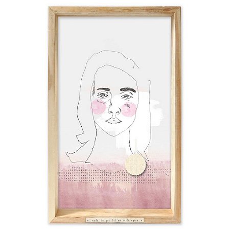 QUADRO BOX COLAGEM – ROSTO ROSA – NADA DO QUE FUI ME VESTE AGORA