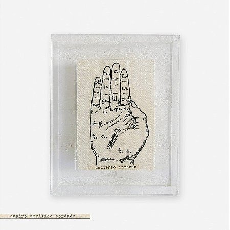 Quadro Caixa Acrílico Imã + Pinus - Mão Universo Interno
