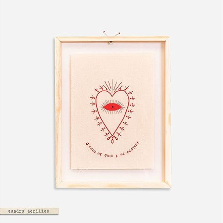 Quadro Moldura Acrilico Duplo Bordado - Coração