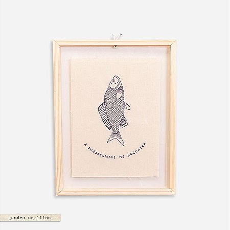 Quadro Moldura Acrilico Duplo Bordado - Peixe