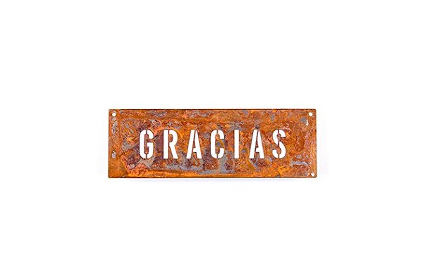 Frase de Ferro placa vazada - GRACIAS