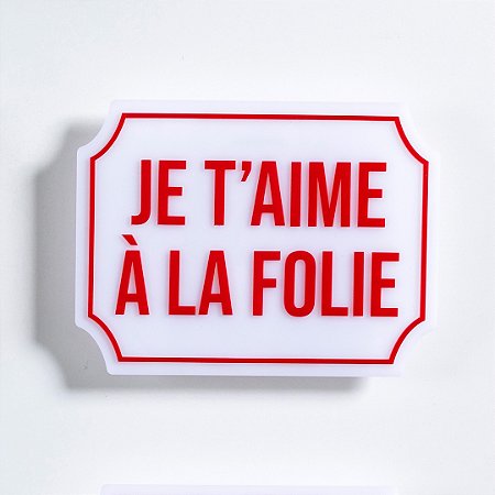 Placa Etiqueta Acrilica -  Je t'aime à La Foile