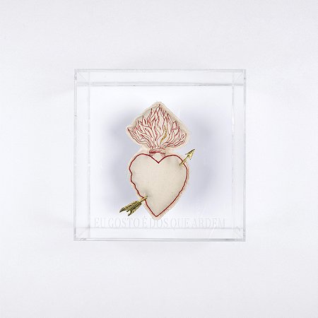 Quadro caixa Acrilico Quadrada - Coração sagrado Flechado