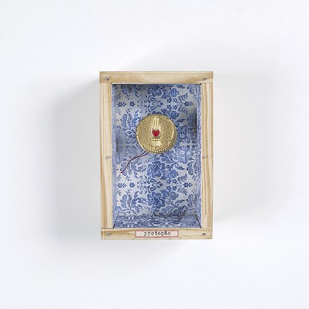 Quadro Caixa Retangular Pinus - Mão Coração Metal