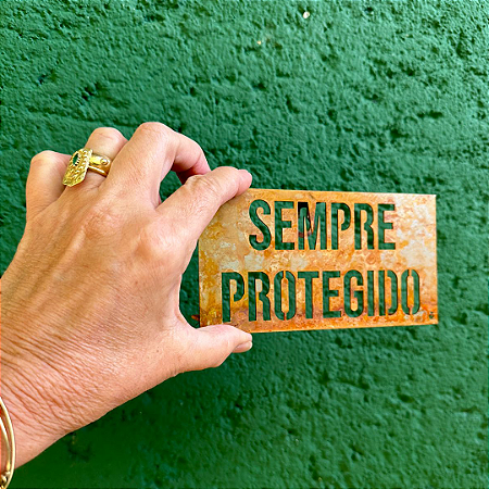Placa de Ferro P - Sempre Protegido