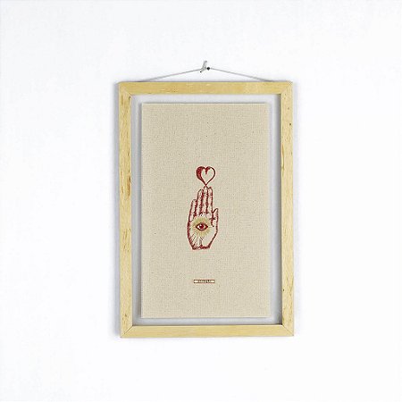 Quadro Moldura Acrílico Duplo Bordado G - Mão Proteção