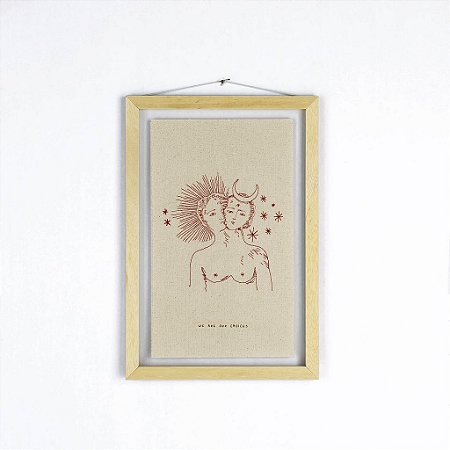 Quadro Moldura Acrílico Duplo Bordado G - Lua e Sol