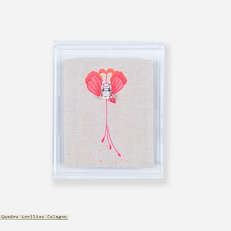 Quadro Acrílico Colagem P - Vestido Bordado à mão