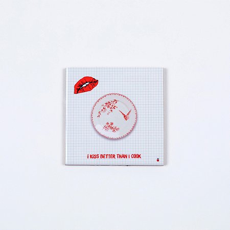 Quadro Azuleicha Avulso P - I kiss better than I cook - Prato