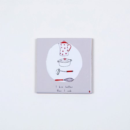 Quadro Azuleicha Avulso P - I kiss better than I cook - Utensílios