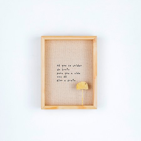 Quadro Caixa Bordado com acrílico - Há que se cuidar do broto