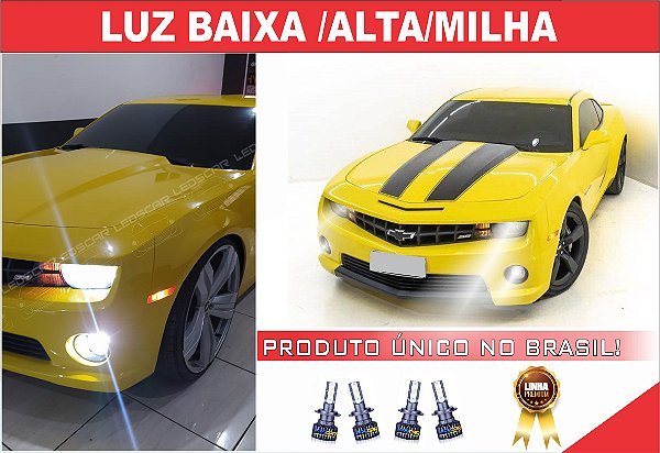 02 PARES ULTRA LED PREMIUM H13/PSX24W LUZ BAIXA/ALTA E MILHA +TETO + PLACA CAMARO 10 Á 13