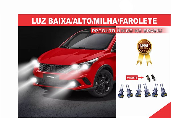03 PARES ULTRA LED PREMIUM H7/H7/H8 LUZ BAIXA/ALTA/MILHA+FAROLETE ARGO E CRONOS