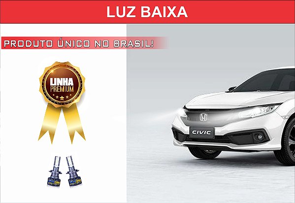 01 PAR ULTRA LED PREMIUM H11 LUZ BAIXA CIVIC 2017 À 2021