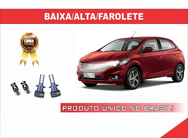 01 PAR ULTRA LED PREMIUM H4/LUZ BAIXA/ALTA + FAROLETE CHEVROLET ONIX