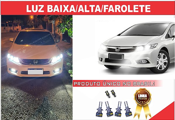 ULTRA LED PREMIUM BAIXA/ALTA/FAROLTE CIVIC 2012 À 2016