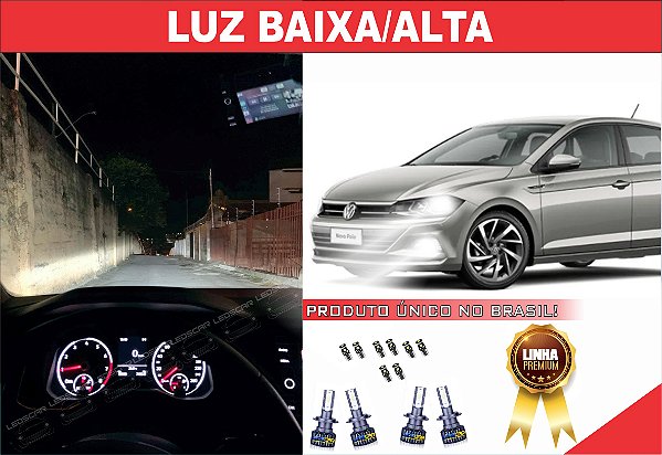 02 PARES ULTRA LED PREMIUM LUZ BAIXA/ALTA+FAROLETE/TETO/PLACA POLO/VIRTUS
