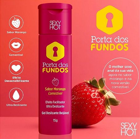 Porta dos Fundos Morango - Gel Anal Comestivel Dessensibilizante e Lubrificante