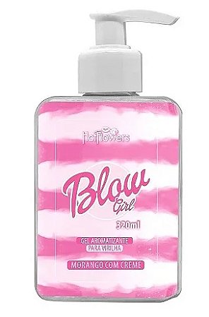Blow Girl - Gel Aromatizante para Virilha Morango com Creme 320ml Hot Flowers