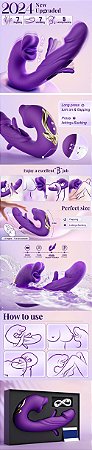 Vibrador 3 em 1 - Estimula o Ponto G e Simula Sexo Oral