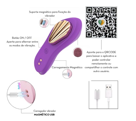 Vibrador de Calcinha com APP 9 Modos de Vibração e Relevos Estimuladores