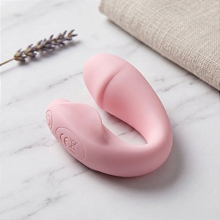 Vibrador de Casal em Formato de Glande por Aplicativo 10 Modos de Vibração Rosa